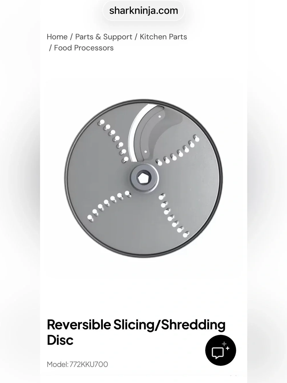 SharkNinja Reversible Slicing & Shredding Disc - Gray NWT